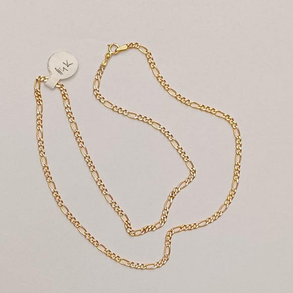 14kt real gold figaro daimond cut chain